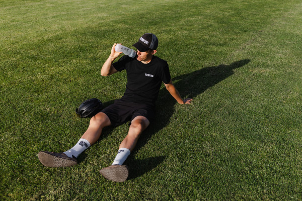 Tineli Ambassador Guy Yarrell fuelling up after road bike training